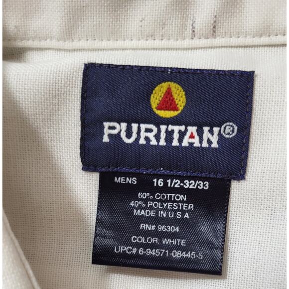 Puritan Solid White Button Long Sleeve Dress Shirt Adult Men's Size 16 1/2 32/33 - Picture 8 of 11